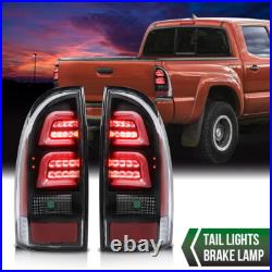 Fit For 2005-2015 Toyota Tacoma LED Tube Tail Lights Brake Lamps Assembly Black