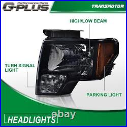 Fit For 2009-2014 Ford F150 Smoke Lens Headlights+LED Tail Brake Lamps Pair