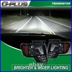 Fit For 2009-2014 Ford F150 Smoke Lens Headlights+LED Tail Brake Lamps Pair