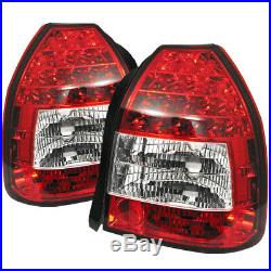 Fit Honda 96-00 Civic 3Dr Red Clear LED Rear Tail Lights Lamp CX DX HATCHBACK