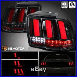 Fit Jet Black 1999-2004 Ford Mustang Sequential LED Tail Lights Brake Lamps