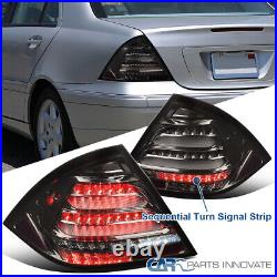 Fits 01-04 Mercede Benz C-Class W203 Smoke LED Sequential Signal Bar Tail Lights