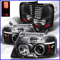 Fits 04-08 Ford F150 Dual Halo LED Projector Headlights + LED Tail Lights