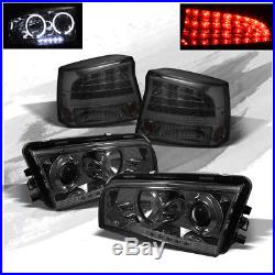 Fits 06-08 Dodge Charger Smoke Halo Projector Headlights + LED Tail Lights