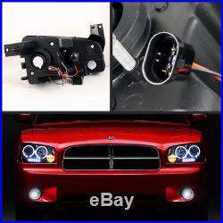 Fits 06-08 Dodge Charger Smoke Halo Projector Headlights + LED Tail Lights