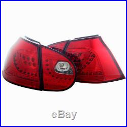 Fits 06-09 Volkswagen VW MK5 Golf GTI Rabbit LED Tail Brake Lights Chrome/Red