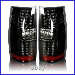 Fits 07-14 Chevy Suburban Tahoe LED Tail Brake Lights Glossy Black Clear Lens