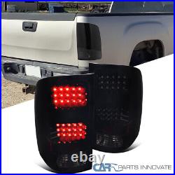 Fits 07-14 GMC Sierra 1500 2500 Smoke LED Tail Lamps Glossy Black Brake Lights