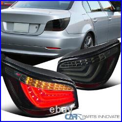 Fits 08-10 BMW E60 5-Series Sedan Glossy Black Neon LED Bar Smoke Tail Lights