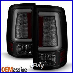 Fits 09-18 Dodge Ram 1500 2500 3500 Black Smoked LED Tube Tail Lights Brake Lamp