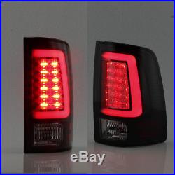 Fits 09-18 Dodge Ram 1500 2500 3500 Black Smoked LED Tube Tail Lights Brake Lamp