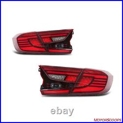 Fits 18-22 Accord X Sedan Rear LED Sequential/Brake Tail Lights Red Wing