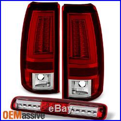 Fits 1999-2002 Silverado Sierra 1500 2500HD Red LED Tail Lights + 3rd Brake Lamp