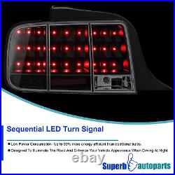 Fits 2005-2009 Ford Mustang LED Tail Stop Lights Sequential Signal Black 05-09