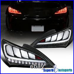Fits 2010-2016 Hyundai Genesis 2Dr Coupe Black Sequential LED Tail Lights Pair