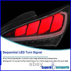 Fits 2010-2016 Hyundai Genesis 2Dr Coupe Black Sequential LED Tail Lights Pair