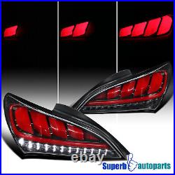 Fits 2010-2016 Hyundai Genesis Coupe Shiny Black Sequential LED Tail Lights Pair
