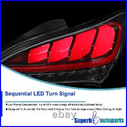 Fits 2010-2016 Hyundai Genesis Coupe Shiny Black Sequential LED Tail Lights Pair