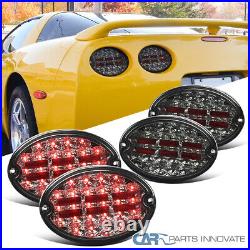 Fits 97-04 Chevy Corvette Smoke Full LED Tail Lights Rear Brake Lamps Signal 4PC