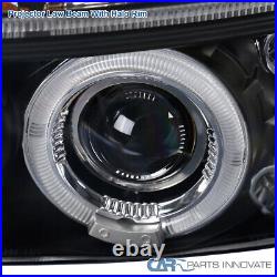 Fits 97-04 Dodge Dakota Black LED Dual Halo Projector Headlights+Tail Lamps