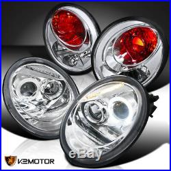 Fits 98-05 VW Beetle Halo Projector Headlights Chrome+Tail Brake Lamps