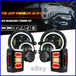 Fits Jeep Wrangler JK 7 Round LED Headlights Fog Tail Reverse Turn Signal Light