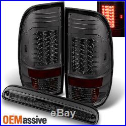 Fits Smoked 08-16 F250/F350/F450 Superduty LED Tail Lights + 3rd Brake Light