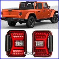 Flush Mount LED Tail Lights For 2019-2023 Jeep Gladiator JT Red Sequential Lamps