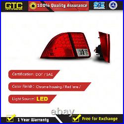 For 01-03 Honda Civic Sedan LED Tail Lights Chrome Red Replacement Rear Lamp Set