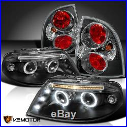 For 01-05 VW Passat 4Dr Black Halo LED Projector Headlight+Tail Lamps 4pc