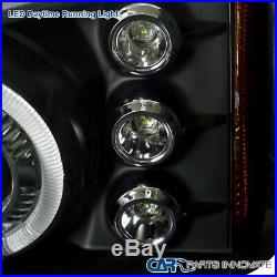 For 03-07 Silverado Black Halo Projector Headlights+Bumper Lamps+LED Tail Lights
