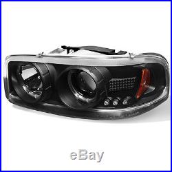 For 04-06 Sierra Black Halo Projector Headlights Bumper Set + LED Tail Lights