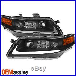 For 04-08 Acura TSX LED Light Tube DRL Projector Headlights + Tail Light Black