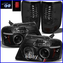 For 04-08 F150 Black Smoked Halo Projector Headlights + Smoked LED Tail Lights