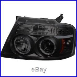 For 04-08 F150 Mystery Black Smoked Halo Pro Headlights + Smoked LED Tail Lights