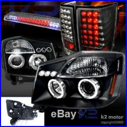 For 04-15 Titan Black Halo Projector Headlights+LED Tail Lamps+3rd Brake Light