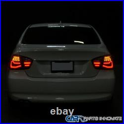 For 05-08 BMW E90 3 Series Sedan LED Tube Black Tail Lights Brake Lamps Pair