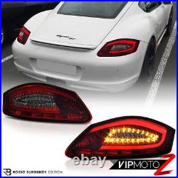 For 05-08 Porsche 987 Boxster Cayman S FiBeR OpTiC Red Smoke LED Tail Lights