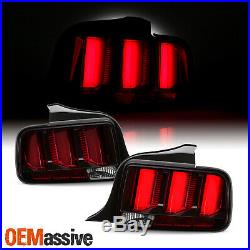 For 05-09 Ford Mustang LED Red Tube Black Tail Lights withSequential Signal Pair