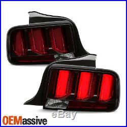 For 05-09 Ford Mustang LED Red Tube Black Tail Lights withSequential Signal Pair