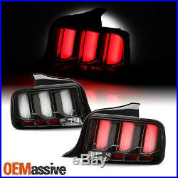 For 05-09 Ford Mustang LED White Tube Black Tail Lights with Sequential Signal