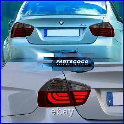 For 06-08 BMW 3 Series E90 4dr Error Free Red Smoke Tube LED Tail Lights Lamps