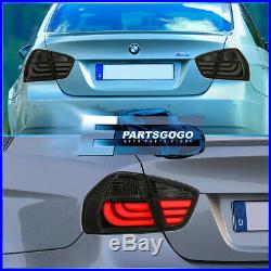 For 06-08 BMW 3 Series E90 4dr Error Free Smoke Tube LED Tail Lights Lamps Pair