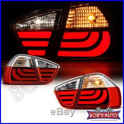 For 06-08 BMW E90 330 335 325 328 Error Free Red Clear LED Tail Lights Brake 4PC
