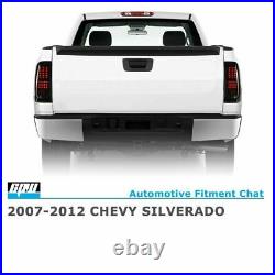 For 07-13 Chevy Silverado 1500 2500 3500 LED Tail Lights Black Smoke Lens Lamps