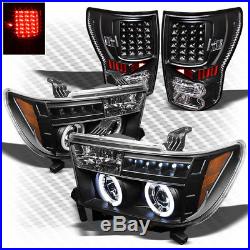 For 07-13 Tundra Black CCFL Halo Projector Headlights + LED Tail Lights