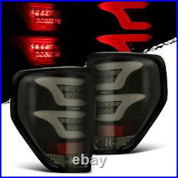 For 09-14 Ford F150 Jet Black LED Tail Lights Rear Brake Lamps Pair