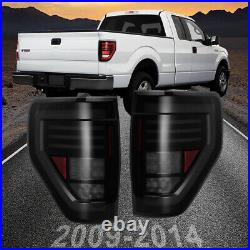 For 09-14 Ford F-150 F150 Pickup Sequential LED Tail Lights Lamps Smoke Lens Set