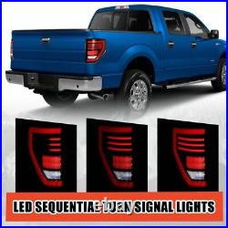 For 09-14 Ford F-150 F150 Pickup Sequential LED Tail Lights Lamps Smoke Lens Set