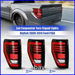 For 09-14 Ford F-150 F150 Pickup Sequential LED Tail Lights Lamps Smoke Lens Set